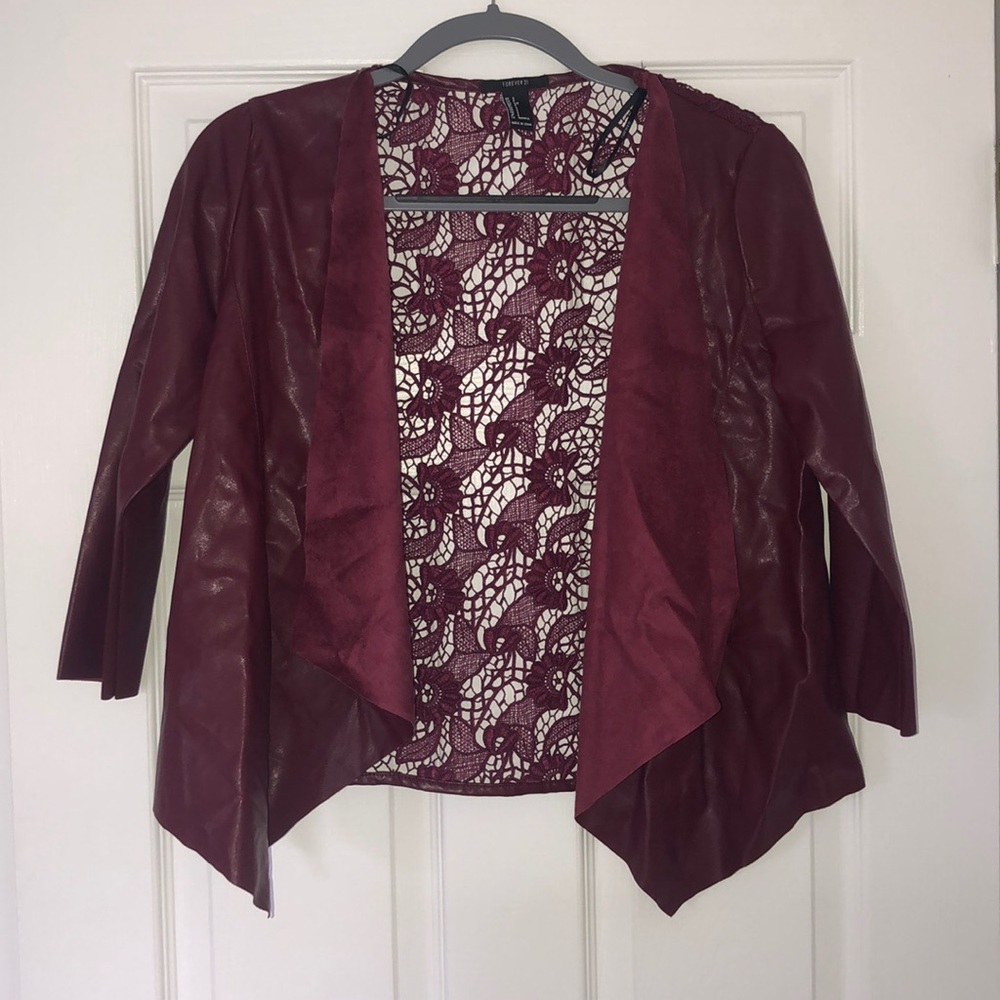 Maroon Three-quarter Sleeved Jacket